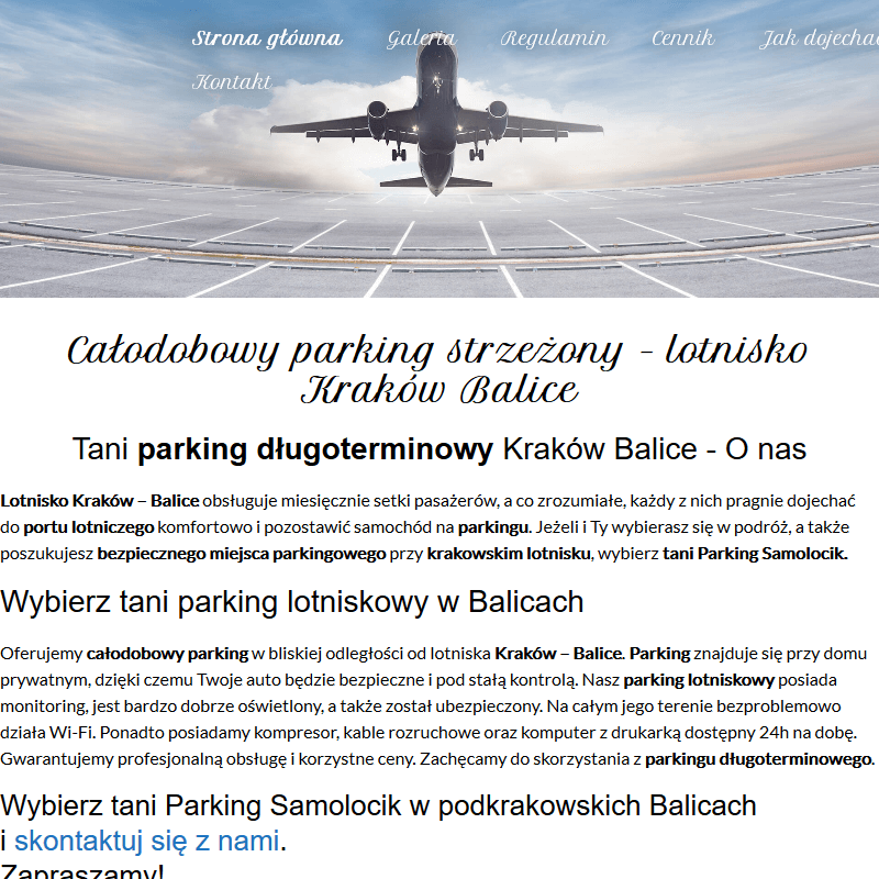 Tani parking lotnisko balice w Krakowie