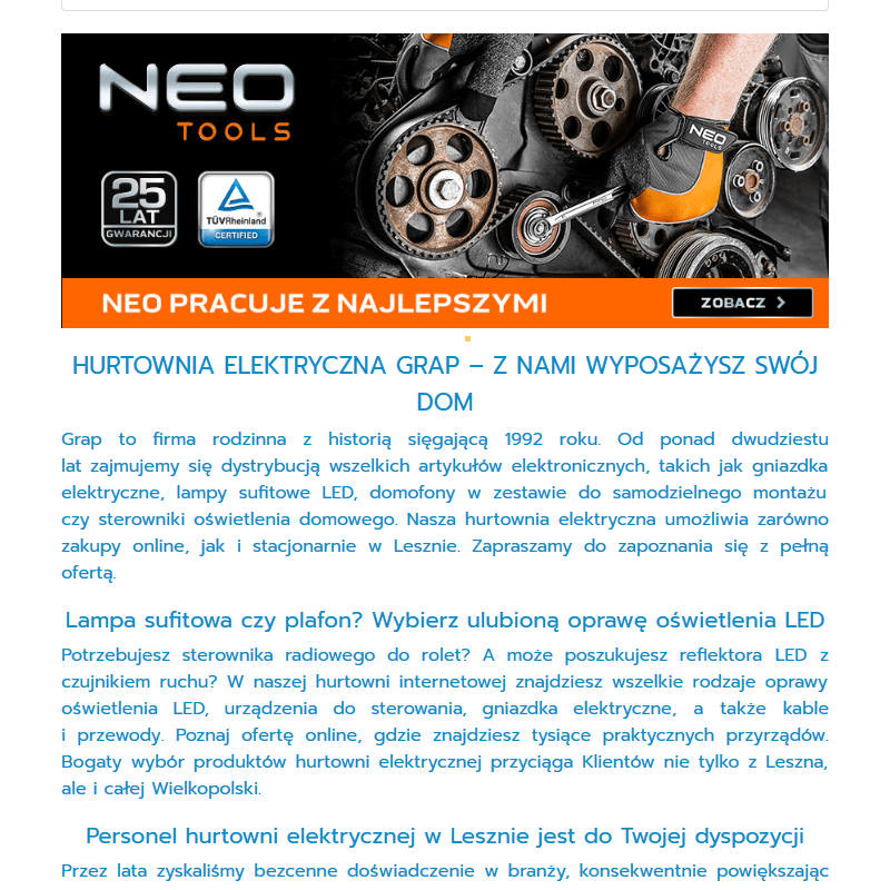 Hurtownia internetowa oświetlenia led - Leszno